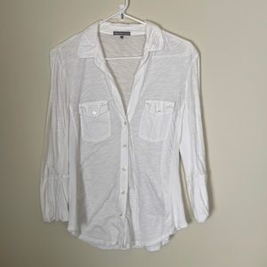James Perse Button Down Soft Cotton Shirt, White Size 3